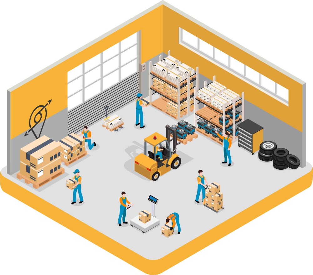 Warehouse worker scanning parts